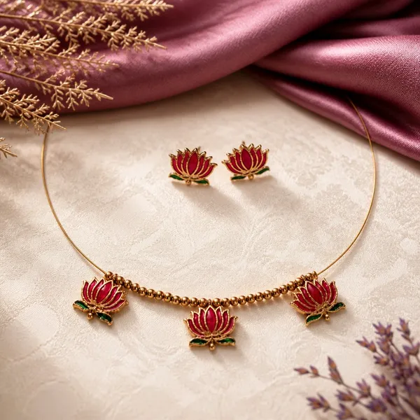 Kamalika_Lotus_Charm_Necklace_Set