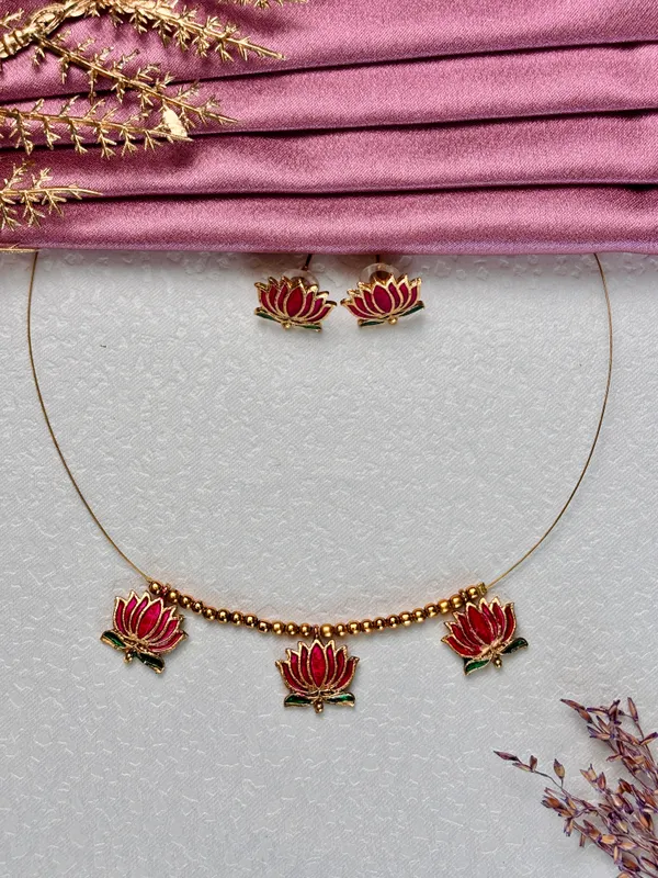 Kamalika_Lotus_Charm_Necklace_Set