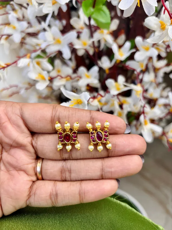 Padmaraga_Pearl_Studs_Earrings_For_Women
