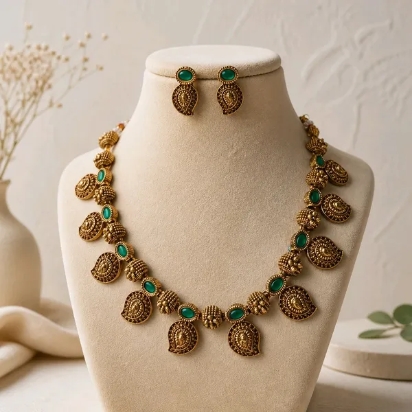 Haritha_Paisley_Antique_Necklace_Set_with_Earrings