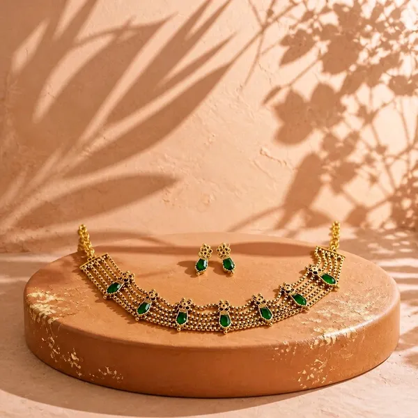 Meher_Emerald_Mesh_Necklace_Set