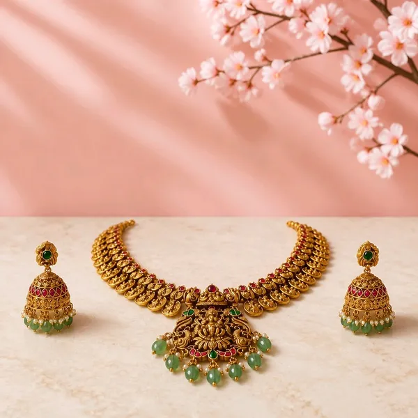 Lakshmi_Mayura_Antique_Haaram_Set_with_Jhumkas