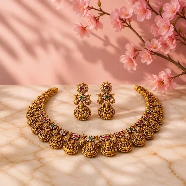 Lakshmi_Mayura_Antique_Temple_Necklace_Set_with_Earrings