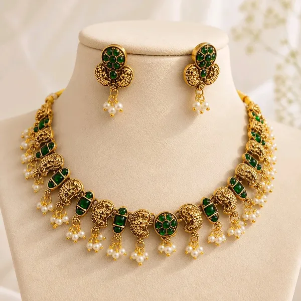 Manikya_Mayura_Necklace_Set-Green