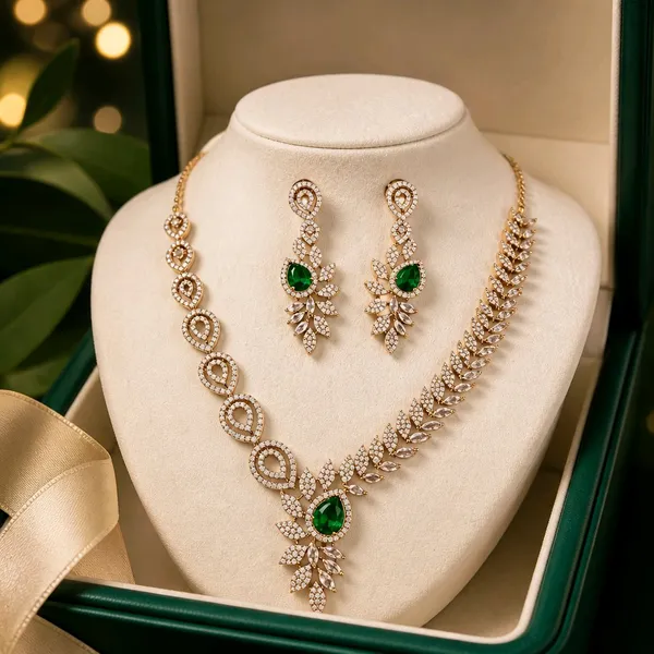 Green_Emerald_Radiance_Necklace_Set_For_Women