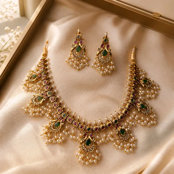 Ratna_Pearl_Jhumka_Necklace_Set