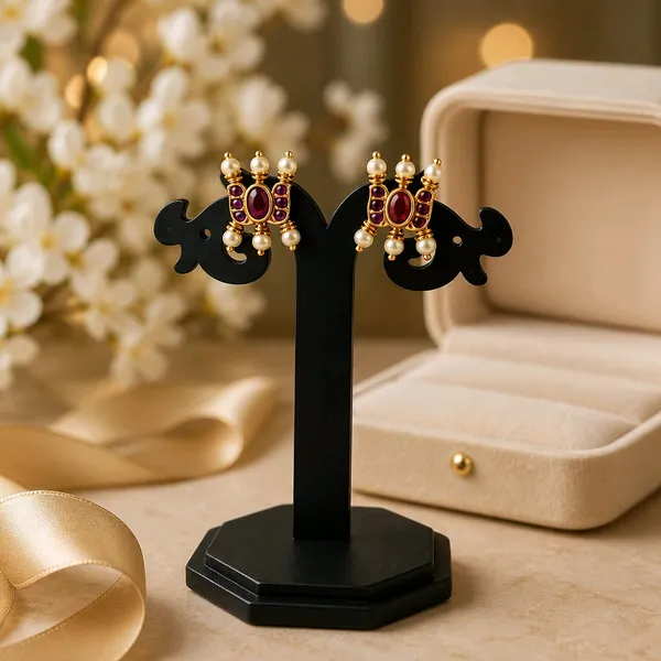 Padmaraga_Pearl_Studs_Earrings_For_Women