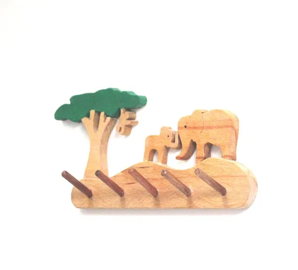 Organic_Toys_Elephant_Grassland_Decorative_Wooden_Key_Hanger,_Key_Chain_Holder,_Wall_Hanging_Key_Holder_for_Home,Office_&_Kitchen_Decor,_Stylish_Wooden_Key_Stand,_Wall_Mounted_Key_Holder(5_Hooks)