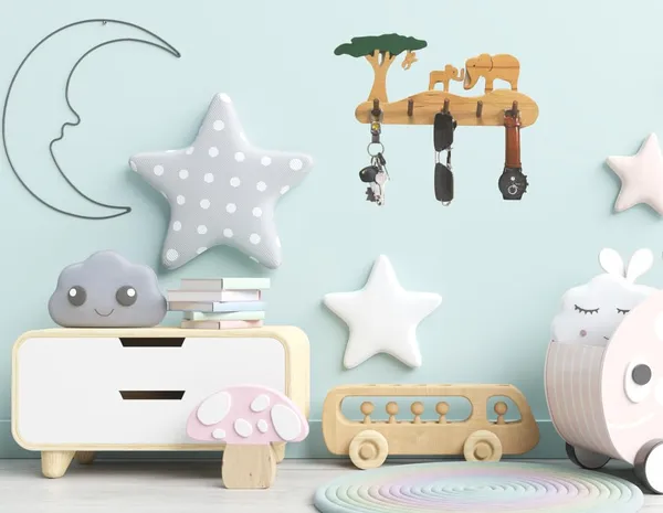 Organic_Toys_Elephant_Grassland_Decorative_Wooden_Key_Hanger,_Key_Chain_Holder,_Wall_Hanging_Key_Holder_for_Home,Office_&_Kitchen_Decor,_Stylish_Wooden_Key_Stand,_Wall_Mounted_Key_Holder(5_Hooks)