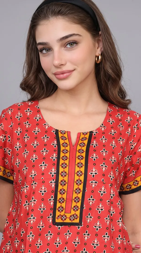 Maroon_Cotton_Short_Sleeves_Long_Maxi_Night_Gown
