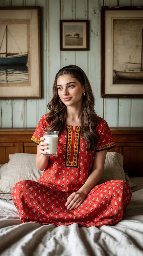 Maroon_Cotton_Short_Sleeves_Long_Maxi_Night_Gown