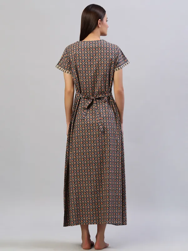 Evolove_Cotton_Nighty_Maxi_For_Women_With_Side_Pocket_|Contrast_Yoke_Patch_Print_|_V-Neck_Printed_Short_Sleeves_Full_Length_Night_Wear_Gown_Denim_Blue_(Angrakha_Style)