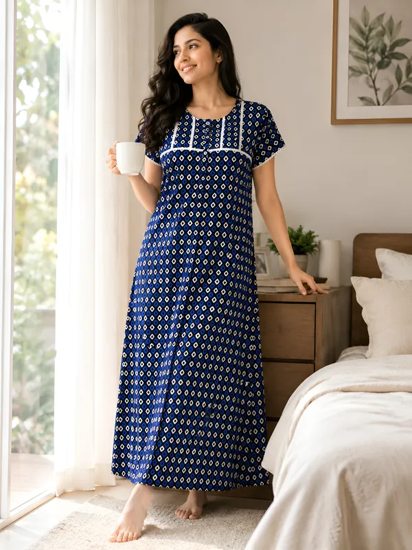 Evolove_Women's_Cotton_Button_Down_Long_Nighty_|_Soft_Breathable_Printed_Full_Length_Night_Gown_with_Lace_Yoke_&_Lace_Sleeves_|_Premium_Sleepwear_&_Home_Wear_|_Front_Button_Closure_with_Lace