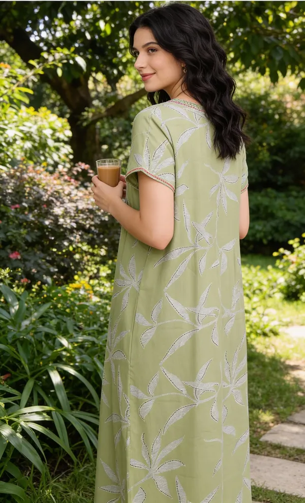 Evolove_Alpine_Fabric_Nighty_Maxi_for_Women_with_Side_Pocket_and_Neckline_Embroidery_|_Printed_Short_Sleeves_Full_Length_Night_Wear_Gown