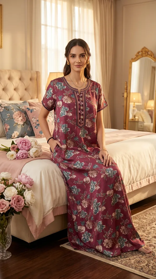 Evolove_Printed_Nighty_Maxi_for_Women_|_Alpine_Fabric_with_Side_Pocket_and_Neckline_Embroidery_|_Short_Sleeves_Full_Length_Night_Wear_Gown