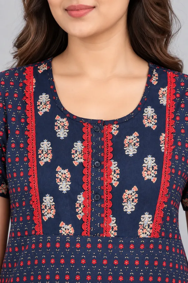Evolove_X_Baghban_100%_Pure_Cotton_For_Comfort_|_Button_down_style_with_Lace_|_Heritage_Floral_Print_Soft_&_Comfortable_Nightgown_For_Women_|_Cotton_Maxi_Nighty_&_Everyday_Sleepwear