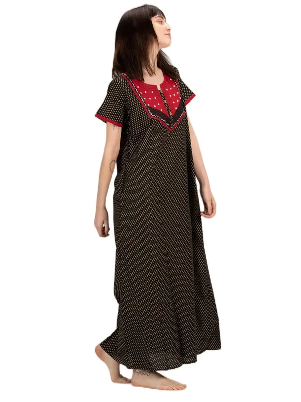 Evolove_Cotton_Maxi_Nighty_for_Women_with_Side_Pocket_|_Floral_Print_Short_Sleeves_Full_Length_Night_Wear_Gown