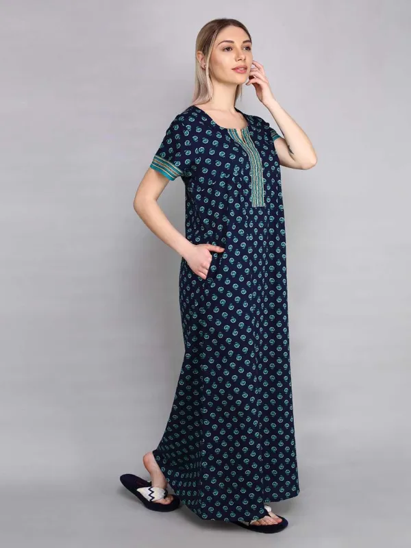 Evolove_Cotton_Nighty_Maxi_for_Women_with_Side_Pocket_|_Printed_Short_Sleeves_Full_Length_Night_Wear_Gown