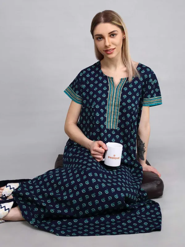 Evolove_Cotton_Nighty_Maxi_for_Women_with_Side_Pocket_|_Printed_Short_Sleeves_Full_Length_Night_Wear_Gown