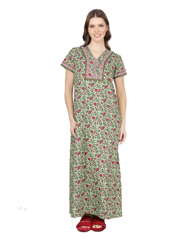 Evolove_Cotton_Nighty_Maxi_for_Women_with_Side_Pocket_|_Printed_Short_Sleeves_Full_Length_Night_Wear_Gown