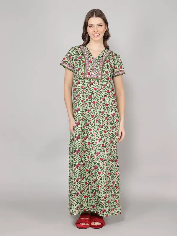 Evolove_Cotton_Nighty_Maxi_for_Women_with_Side_Pocket_|_Printed_Short_Sleeves_Full_Length_Night_Wear_Gown