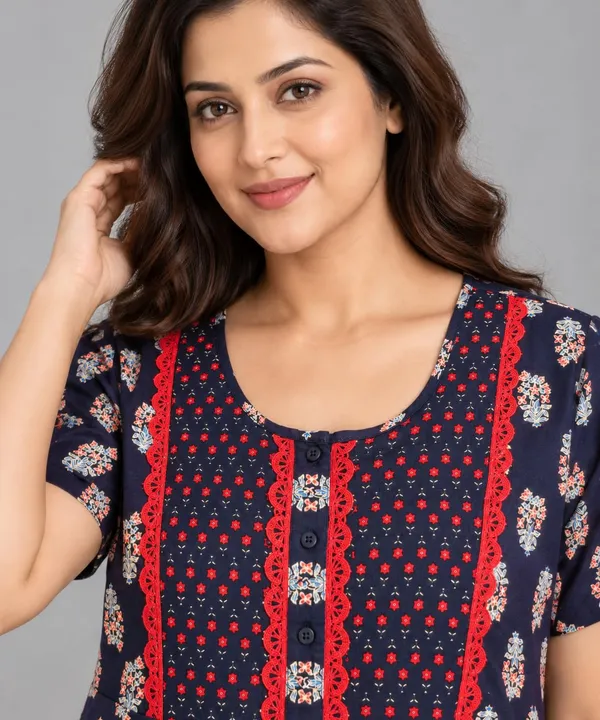 Evolove_X_Baghban_100%_Pure_Cotton_For_Comfort_|_Button_down_style_with_Lace_|_Heritage_Floral_Print_Soft_&_Comfortable_Nightgown_For_Women_|_Cotton_Maxi_Nighty_&_Everyday_Sleepwear