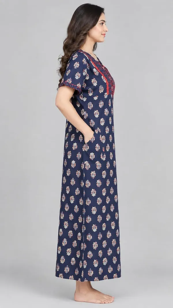Evolove_X_Baghban_100%_Pure_Cotton_For_Comfort_|_Button_down_style_with_Lace_|_Heritage_Floral_Print_Soft_&_Comfortable_Nightgown_For_Women_|_Cotton_Maxi_Nighty_&_Everyday_Sleepwear
