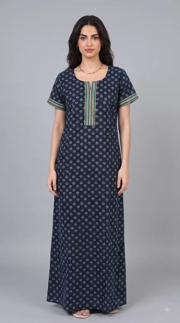Evolove_Cotton_Nighty_Maxi_for_Women_with_Side_Pocket_|_Printed_Short_Sleeves_Full_Length_Night_Wear_Gown