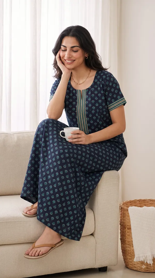 Evolove_Cotton_Nighty_Maxi_for_Women_with_Side_Pocket_|_Printed_Short_Sleeves_Full_Length_Night_Wear_Gown