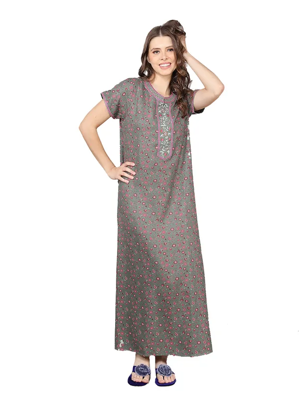 Evolove_Alpine_Floral_Print_Mint_Green_Nighty_Maxi_for_Women_with_Side_Pocket_and_Neckline_Embroidery_|_Printed_Short_Sleeves_Full_Length_Night_Wear_Gown__|_Soft_Comfortable_Sleepwear_&_Home_Wear