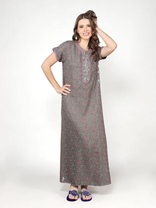 Evolove_Alpine_Floral_Print_Mint_Green_Nighty_Maxi_for_Women_with_Side_Pocket_and_Neckline_Embroidery_|_Printed_Short_Sleeves_Full_Length_Night_Wear_Gown__|_Soft_Comfortable_Sleepwear_&_Home_Wear