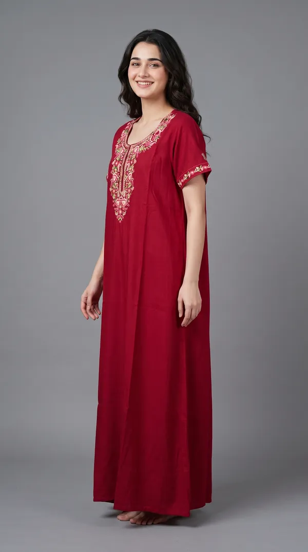 Evolove_Bizzy_Lizzy_Nighty_for_Women_|_Floral_Embroidered_Maxi_Nightgown_|_Full_Length_Sleepwear_with_Short_Sleeves_|_Super_Soft,_Super_Comfortable__Daily_Wear_&_Lounge_Wear