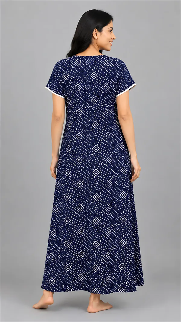 Evolove_Cotton_Nighty_Maxi_For_Women_With_Side_Pocket_|_V-Neck_Printed_Short_Sleeves_Full_Length_Night_Wear_Gown_Navy_(Angrakha_Style)
