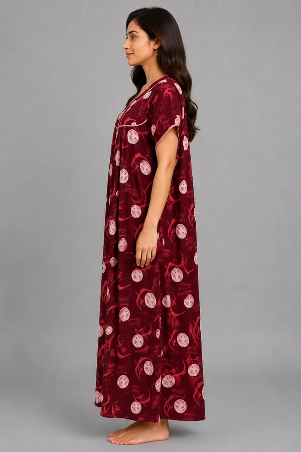 Evolove_Premium_Rayon_Comfort_|_Button_down_style_with_Zipper_|_Floral_Print_Soft_&_Comfortable_Nightgown_For_Women_|_Contrast_Sadle_Stich_Style_|_Viscose_Maxi_Nighty_&_Everyday_Sleepwear