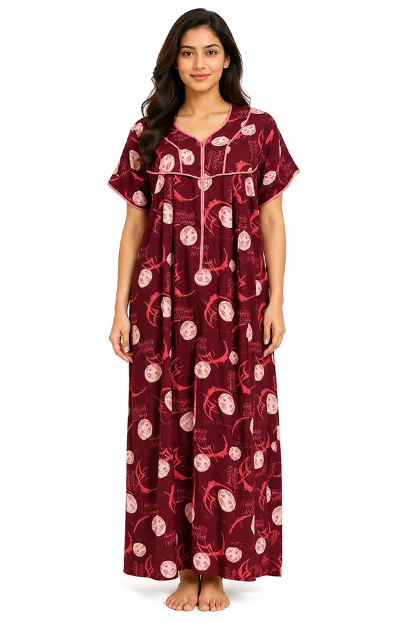 Evolove_Premium_Rayon_Comfort_|_Button_down_style_with_Zipper_|_Floral_Print_Soft_&_Comfortable_Nightgown_For_Women_|_Contrast_Sadle_Stich_Style_|_Viscose_Maxi_Nighty_&_Everyday_Sleepwear