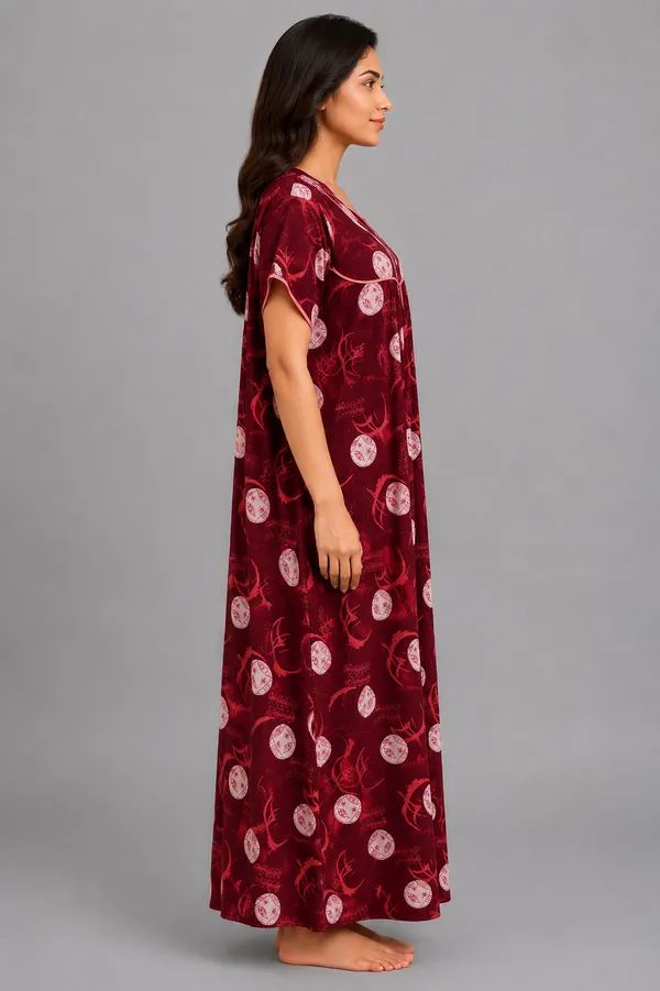 Evolove_Premium_Rayon_Comfort_|_Button_down_style_with_Zipper_|_Floral_Print_Soft_&_Comfortable_Nightgown_For_Women_|_Contrast_Sadle_Stich_Style_|_Viscose_Maxi_Nighty_&_Everyday_Sleepwear