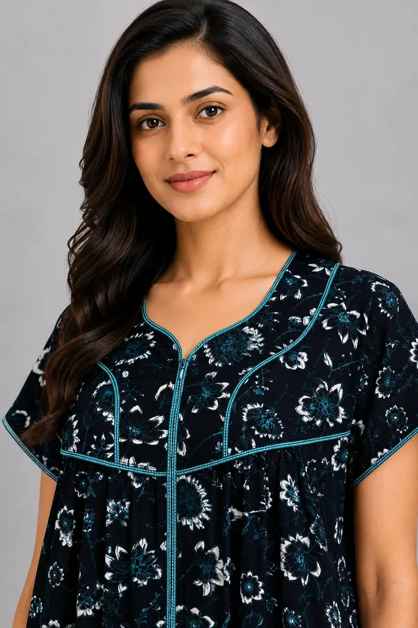 Evolove_Premium_Rayon_Comfort_|_Soft_Printed_Full_Length_Night_Gown_with_Front_Zipper_&_Contrast_Saddle_Stitch_Detail_|_Floral_Print_Soft_&_Comfortable_Nightgown_For_Women_|_Viscose_Maxi_Nighty_&_Everyday_Sleepwear.