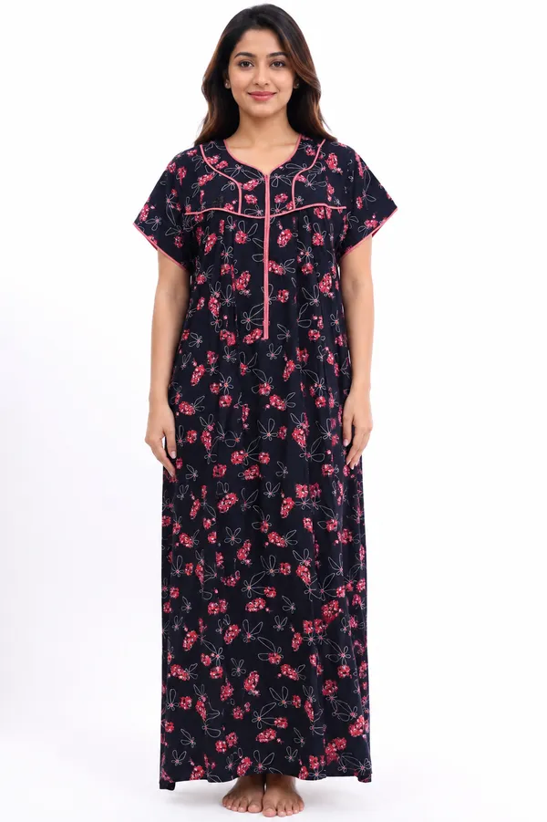 Evolove_Premium_Rayon_Comfort_|_Soft_Printed_Full_Length_Night_Gown_with_Front_Zipper_&_Contrast_Saddle_Stitch_Detail_|_Floral_Print_Soft_&_Comfortable_Nightgown_For_Women_|_Viscose_Maxi_Nighty_&_Everyday_Sleepwear.