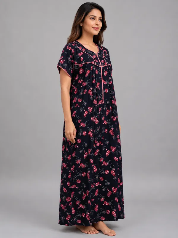 Evolove_Premium_Rayon_Comfort_|_Soft_Printed_Full_Length_Night_Gown_with_Front_Zipper_&_Contrast_Saddle_Stitch_Detail_|_Floral_Print_Soft_&_Comfortable_Nightgown_For_Women_|_Viscose_Maxi_Nighty_&_Everyday_Sleepwear.