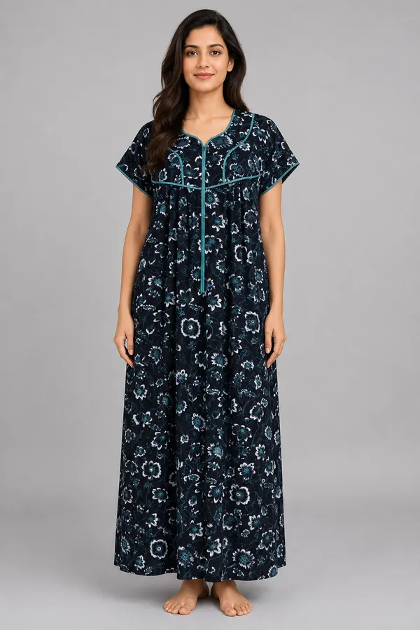 Evolove_Premium_Rayon_Comfort_|_Soft_Printed_Full_Length_Night_Gown_with_Front_Zipper_&_Contrast_Saddle_Stitch_Detail_|_Floral_Print_Soft_&_Comfortable_Nightgown_For_Women_|_Viscose_Maxi_Nighty_&_Everyday_Sleepwear.