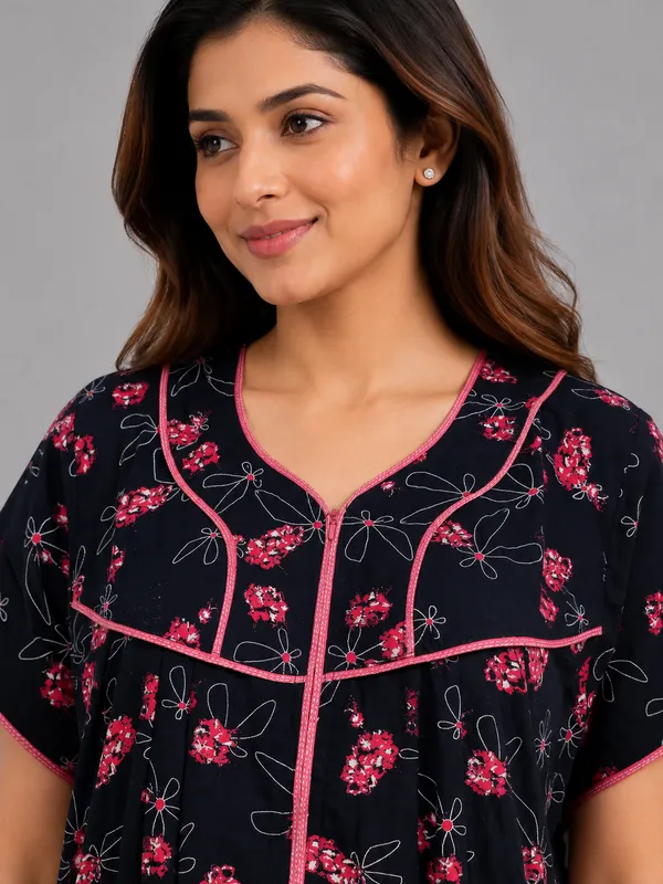 Evolove_Premium_Rayon_Comfort_|_Soft_Printed_Full_Length_Night_Gown_with_Front_Zipper_&_Contrast_Saddle_Stitch_Detail_|_Floral_Print_Soft_&_Comfortable_Nightgown_For_Women_|_Viscose_Maxi_Nighty_&_Everyday_Sleepwear.