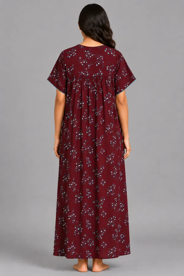 Evolove_Premium_Rayon_Comfort_|_Style_with_Zipper_|_Floral_Print_Soft_&_Comfortable_Nightgown_For_Women_|_Contrast_Sadle_Stich_Style_|_Viscose_Maxi_Nighty_&_Everyday_Sleepwear