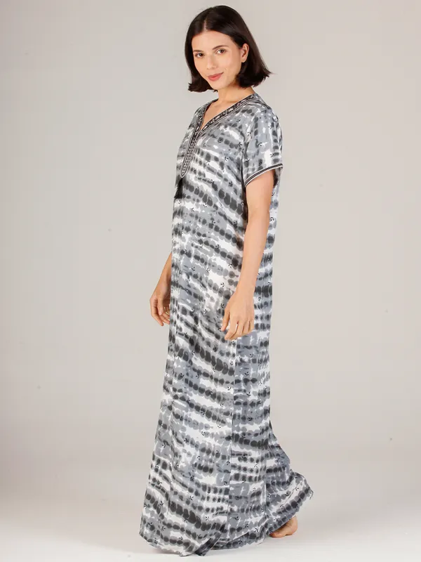 Evolove_Women's_Grey_Rayon_Embroidered_Nighty_with_Tassel_|_Soft_Breathable_Full_Length_Cotton_Feel_Lounge_&_SleepwearNighty_Maxi_For_Women_With_Side_Pocket_|_Printed_Short_Sleeves_Full_Length_Soft_Night_Wear_Gown