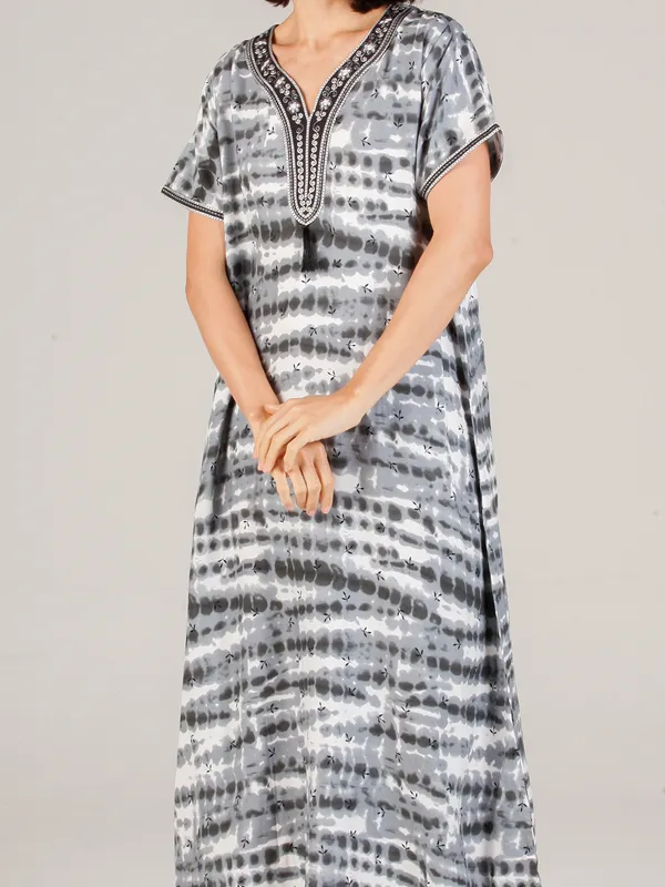 Evolove_Women's_Grey_Rayon_Embroidered_Nighty_with_Tassel_|_Soft_Breathable_Full_Length_Cotton_Feel_Lounge_&_SleepwearNighty_Maxi_For_Women_With_Side_Pocket_|_Printed_Short_Sleeves_Full_Length_Soft_Night_Wear_Gown