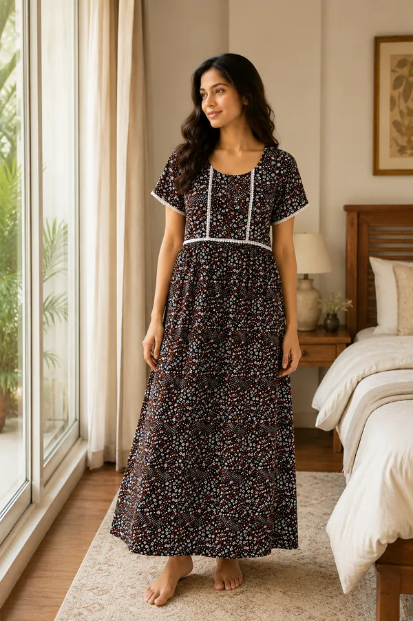 Evolove_Women's_Cotton_Button_Down_Long_Nighty_|_Soft_Breathable_Printed_Full_Length_Night_Gown_with_Lace_Yoke_&_Lace_Sleeves_|_Premium_Sleepwear_&_Home_Wear_