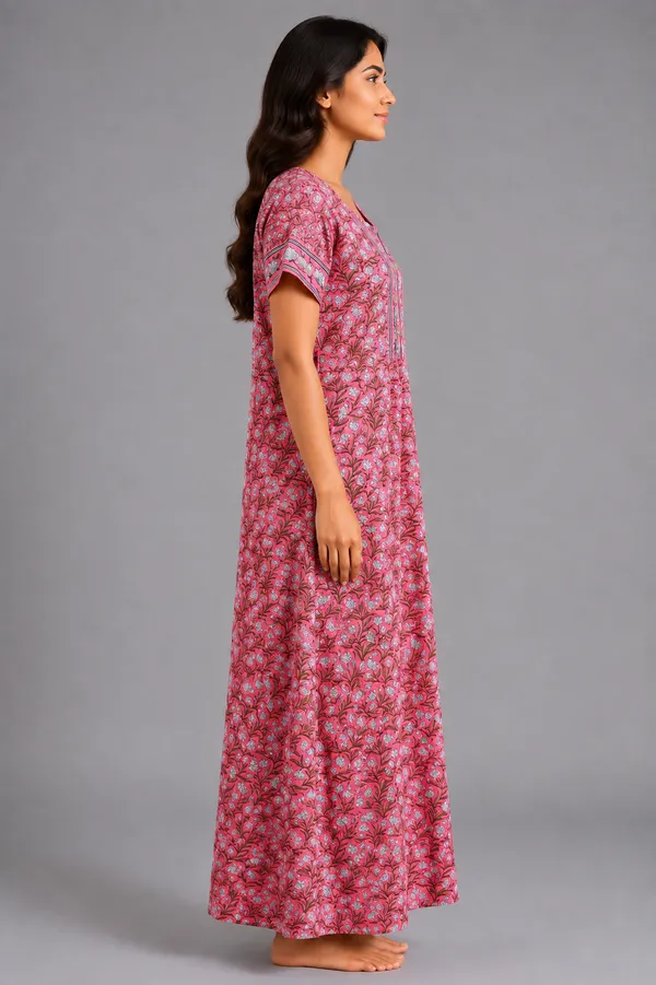 Evolove_Women's_Cotton_Floral_Printed_Long_Nighty_|_Soft_Breathable_Floral_Printed_Full_Length_Night_Gown_with_Contrast_Patch_Yoke_|_Comfortable_Sleepwear_&_Home_Wear_