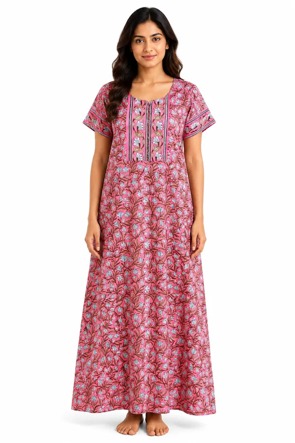 Evolove_Women's_Cotton_Floral_Printed_Long_Nighty_|_Soft_Breathable_Floral_Printed_Full_Length_Night_Gown_with_Contrast_Patch_Yoke_|_Comfortable_Sleepwear_&_Home_Wear_