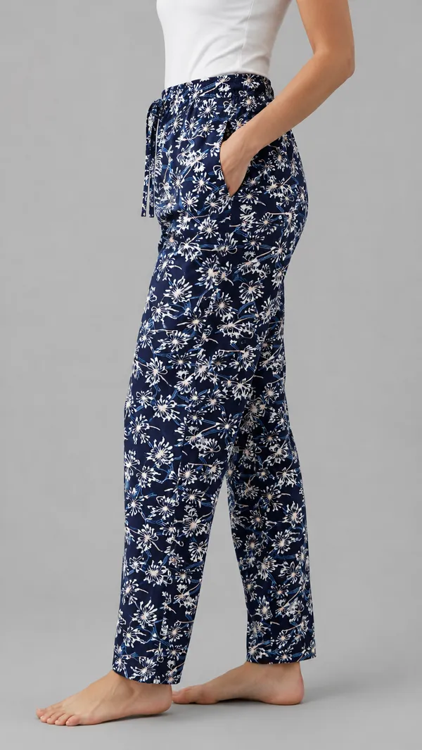 Evolove_Women's_Rayon_Printed_Pyjama_with_Pockets_|_Soft_&_Breathable_Lounge_Pants_|_Relaxed_Fit_Elastic_Waist_Nightwear_|_Floral_Dandelion_Print_Sleep_Wear_|_Navy_Blue