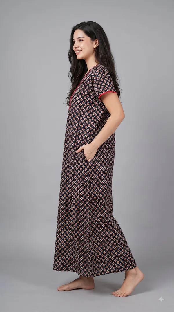 Evolove_Women's__Black_Embroidered_Nighty_|_Soft_Full_Length_Printed_Night_Gown_with_Embroidered_Yoke_|_Soft_Comfortable_Sleepwear_&_Home_Wear