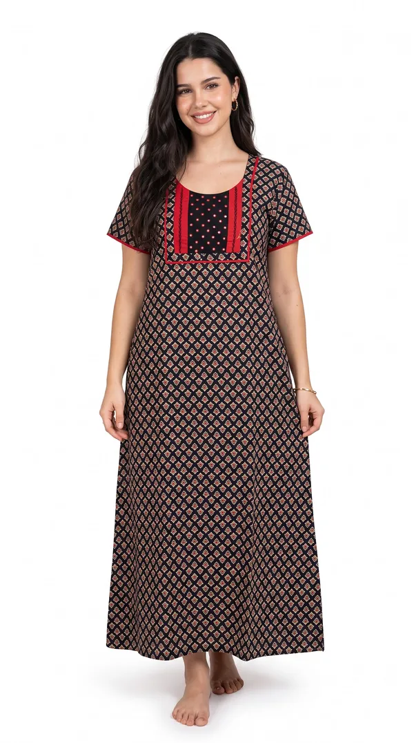 Evolove_Women's__Black_Embroidered_Nighty_|_Soft_Full_Length_Printed_Night_Gown_with_Embroidered_Yoke_|_Soft_Comfortable_Sleepwear_&_Home_Wear